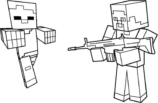 Kolorowanka postać i zombie minecraft